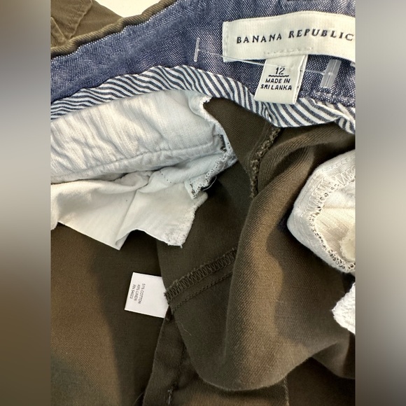 BANANA REPUBLIC Olive Green Cargo Shorts Cotton Linen Blends 5” Inseam Army Grn - Picture 4 of 7